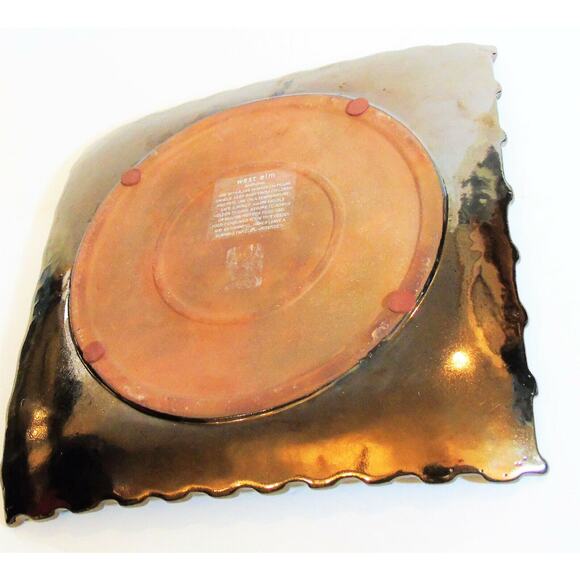 West Elm 12.5" Square Platter Candle Holder Decor Plate Gold Bronze Clay Pottery - Picture 5 of 6